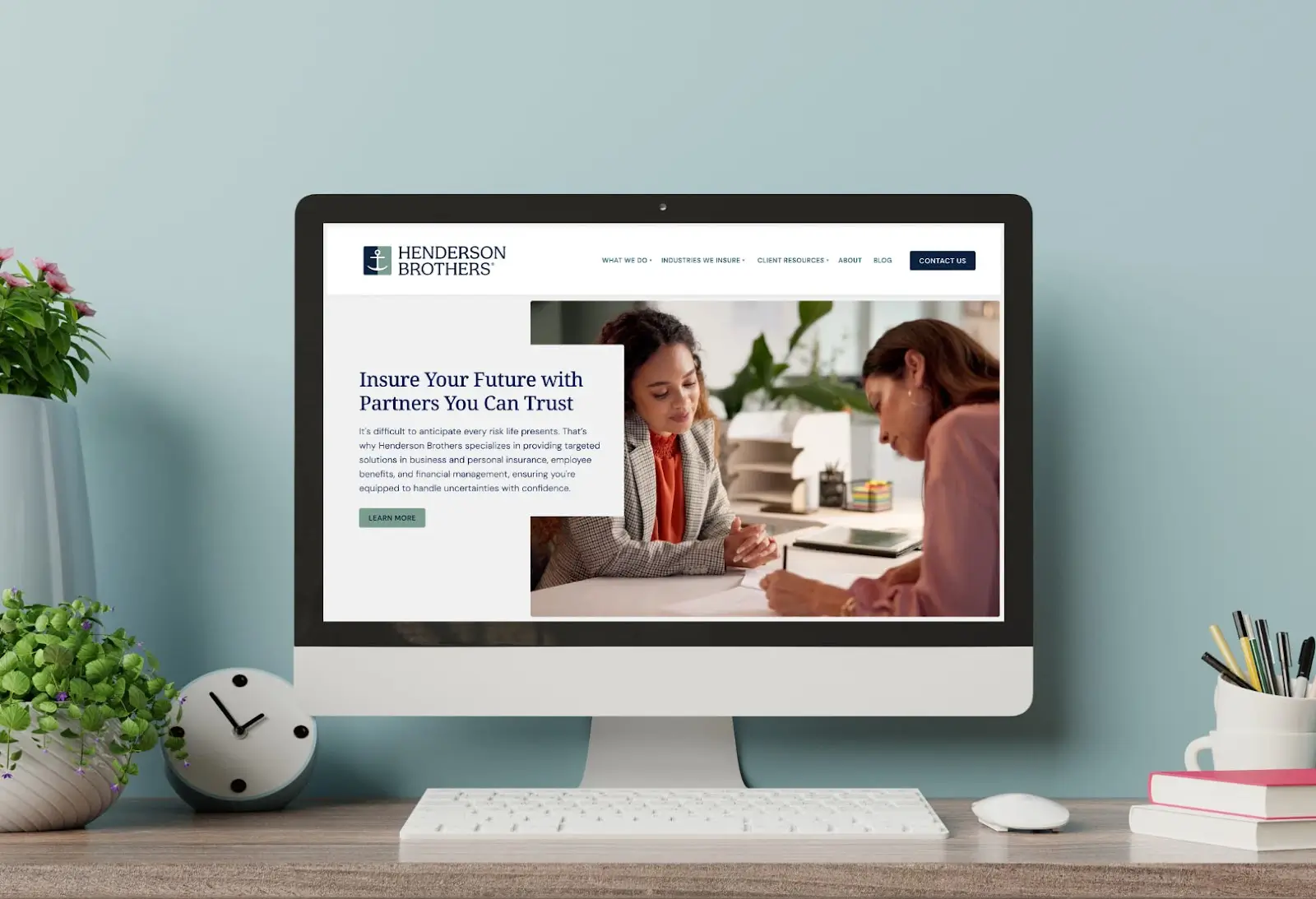 computer screen showing henderson brothers' website